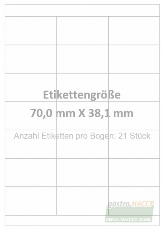 Wasserlösliche Etiketten in der größe 70,0 x 38,1 mm